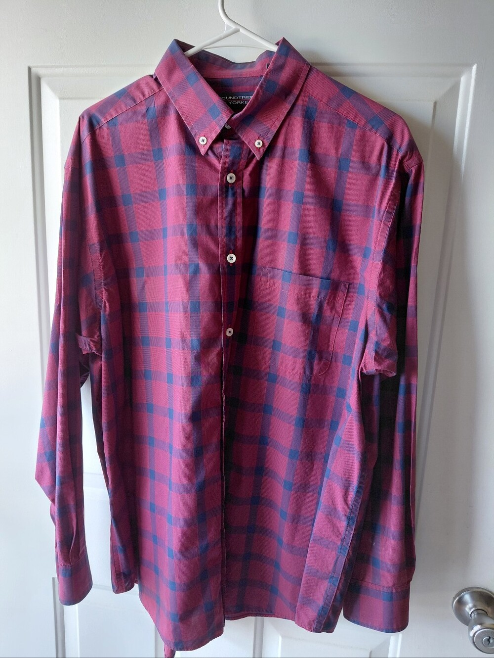 Men's Red Plaid Button-Down Shirt